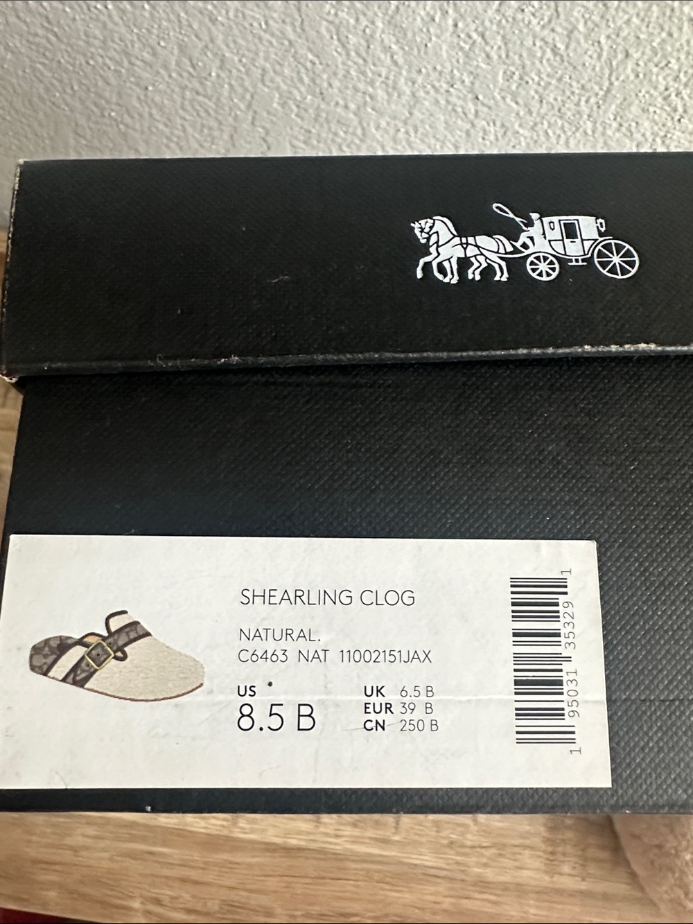 Coach Cream Shearling Clogs with Brown Signature Strap - Picture 6 of 6